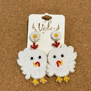 Viola Beaded Chicken Earrings